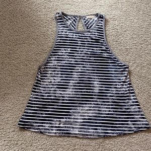 Hem & Thread Blue and White Striped Tie Dye Tunic Tank Top